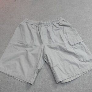 Vintage Nike Shorts XL Beige Cargo Stretch Waist Pull On Drawstring Gray Tag